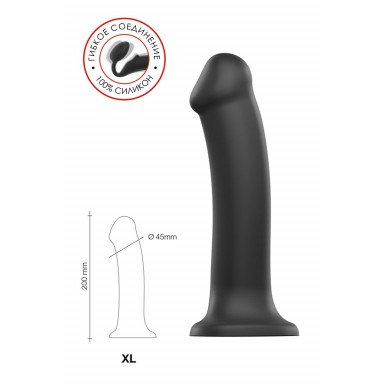 Черный фаллос на присоске Silicone Bendable Dildo XL - 20 см. фото 7