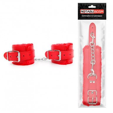 Красные мягкие наручники на регулируемых ремешках фото 2