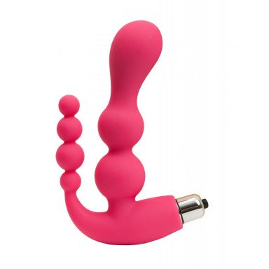 Розовый анально-вагинальный вибромассажер - 17 см., фото