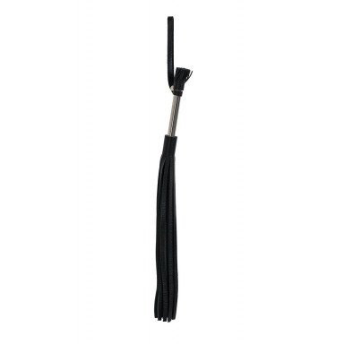 Чёрная кожаная плеть с 25 хвостами и металлической ручкой - 53 см., фото