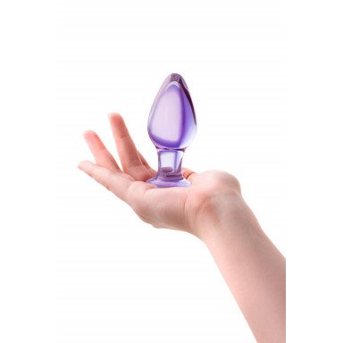 Фиолетовая стеклянная анальная пробка - 10 см. фото 4