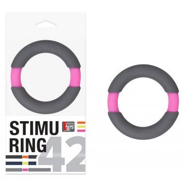 Серо-розовое эрекционное кольцо на пенис Neon Stimu, фото