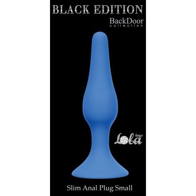 Синяя малая анальная пробка Slim Anal Plug Small - 10,5 см. фото 2