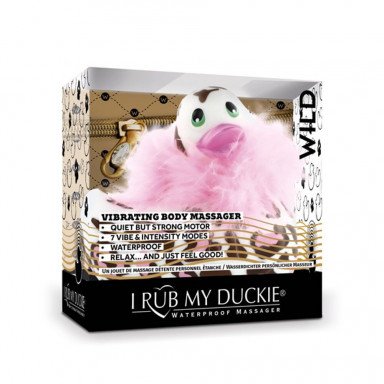 Белый вибратор-уточка I Rub My Duckie 2.0 Wild с леопардовым принтом фото 2