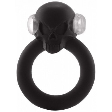 Чёрное виброкольцо Shadow Skull Cockring с черепом, фото