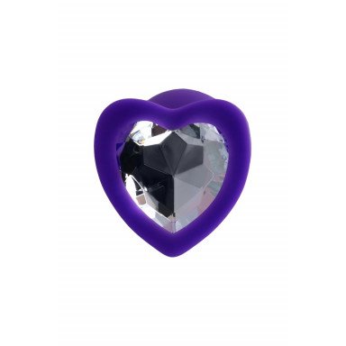 Фиолетовая анальная втулка Diamond Heart с прозрачным кристаллом - 7 см. фото 3