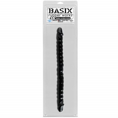 Черный двухголовый фаллоимитатор Basix Rubber Works 18 - 45 см. фото 2