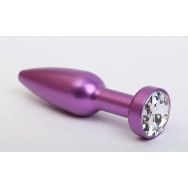 Фиолетовая анальная пробка с прозрачным стразом - 11,2 см., фото