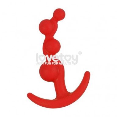 Красная анальная цепочка LURE ME Silicone Anal Toy - 10,5 см., фото