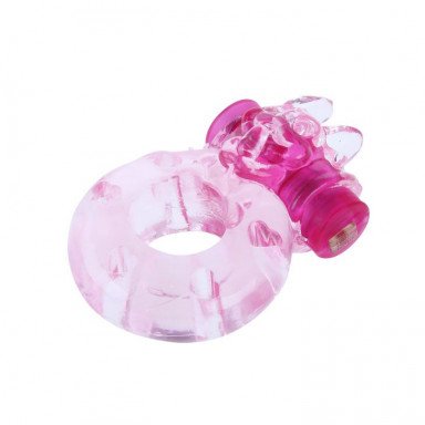 Розовое эрекционное виброкольцо с кошкой на вибропуле фото 2