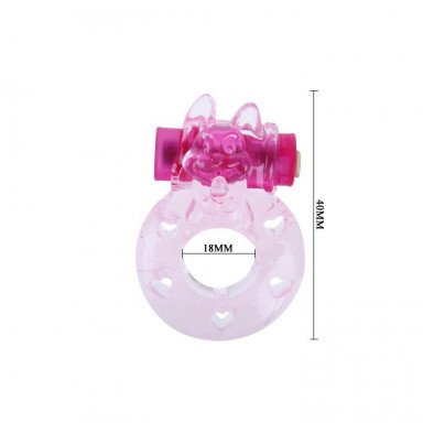 Розовое эрекционное виброкольцо с кошкой на вибропуле фото 3