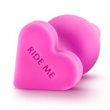 Розовый анальный плаг с основанием-сердечком RIDE ME - 10,6 см. фото 2