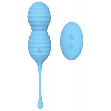 Голубые вагинальные виброшарики BEEHIVE с пультом ДУ, фото