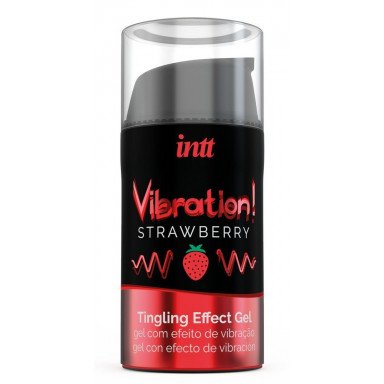 Жидкий интимный гель с эффектом вибрации Vibration! Strawberry - 15 мл., фото