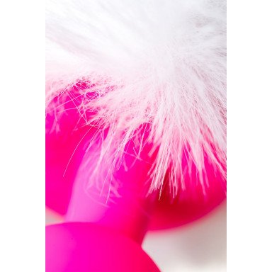 Розовая анальная втулка Sweet bunny с белым пушистым хвостиком фото 10