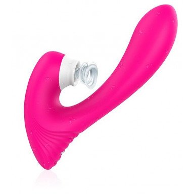 Ярко-розовый клиторальный стимулятор DAWN с вагинальным отростком, фото