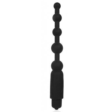 Черный силиконовый анальный вибромассажер-елочка - 18 см., фото