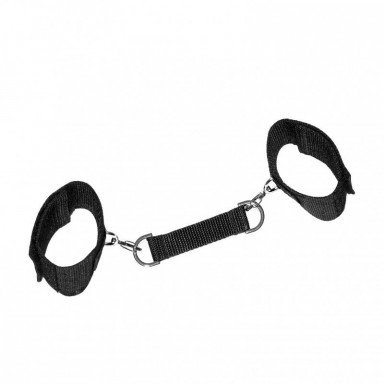 Черные наручники на липучках с креплением на карабинах, фото