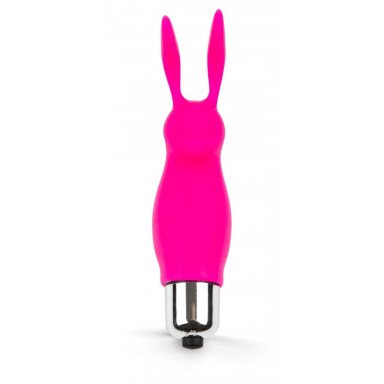 Розовый мини-вибратор в форме кролика - 9 см., фото