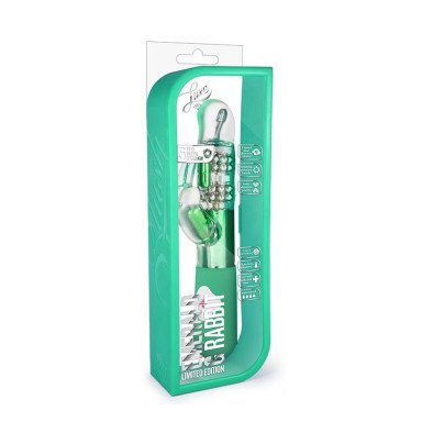 Зелёный вибромассажер с клиторальной стимуляцией Emerald G Rabbit - 26 см. фото 2
