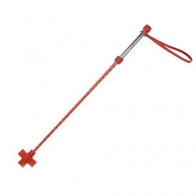 Красный стек с металлической рукоятью и крестообразным наконечником - 70 см., фото