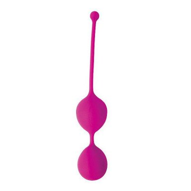 Ярко-розовые двойные вагинальные шарики Cosmo с хвостиком для извлечения, фото