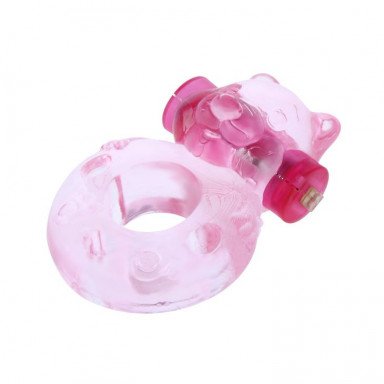 Розовое эрекционное виброкольцо с мишкой на вибропуле фото 2
