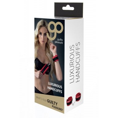 Красно-чёрные полиуретановые наручники Luxurious Handcuffs фото 3