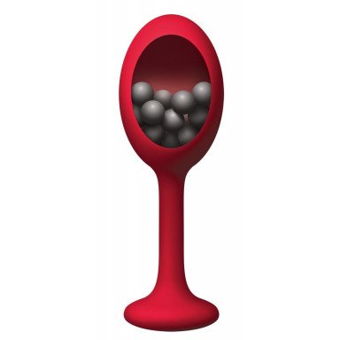 Красная анальная пробка с шариками внутри Rattler - 12,7 см., фото