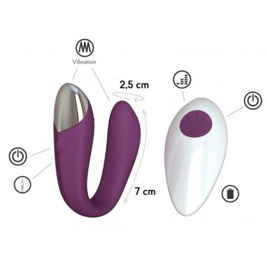 Фиолетовый вибратор для пар Fera с пультом ДУ фото 2
