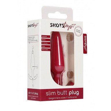 Красная анальная пробка для ношения Slim Butt Plug - 8,3 см. фото 2