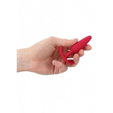 Красная анальная пробка для ношения Slim Butt Plug - 8,3 см. фото 3