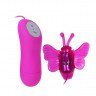 Розовый вибростимулятор с насадкой в виде бабочки, фото