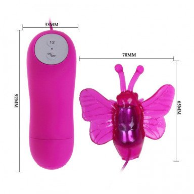 Розовый вибростимулятор с насадкой в виде бабочки фото 4
