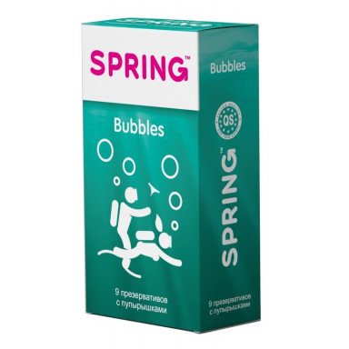 Презервативы SPRING BUBBLES с пупырышками - 9 шт., фото
