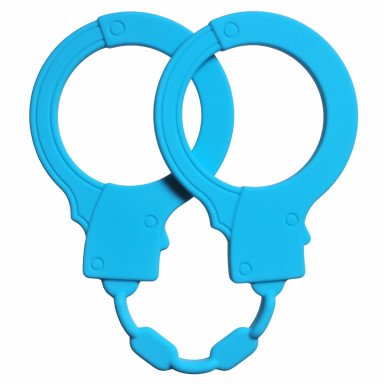 Голубые силиконовые наручники Stretchy Cuffs Turquoise, фото