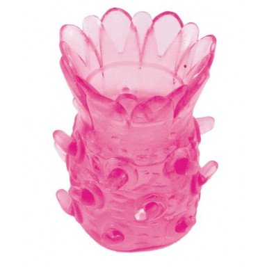 Розовая рельефная насадка на пенис, фото
