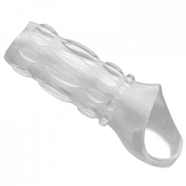 Насадка на пенис с кольцом для мошонки Clear Sensations Enhancer Sex Sleeve - 11,5 см. фото 2