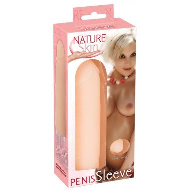 Телесная насадка на пенис Nature Skin - 15,5 см. фото 4