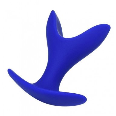 Синяя силиконовая расширяющая анальная пробка Bloom - 8,5 см., фото