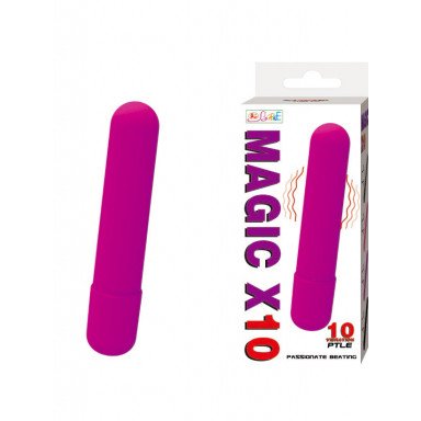 Фиолетовая вытянутая вибропуля Baile Magic x10 - 10,2 см.