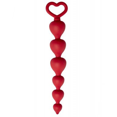 Бордовая анальная цепочка Heart Ray - 17,5 см., фото