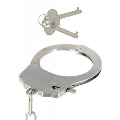 Металлические наручники с красным мехом фото 2