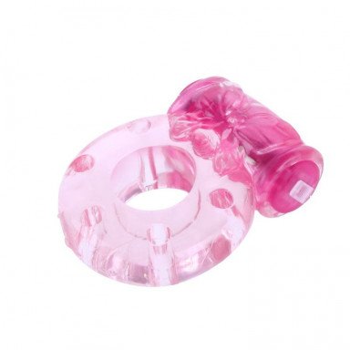 Розовое эрекционное кольцо с бабочкой на вибропуле фото 2