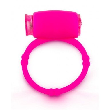 Розовое малоэластичное кольцо на член с вибрацией, фото