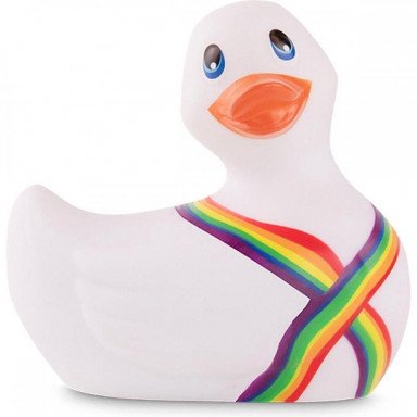 Белый вибратор-уточка I Rub My Duckie 2.0 Pride, фото