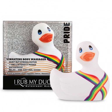 Белый вибратор-уточка I Rub My Duckie 2.0 Pride фото 2