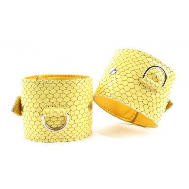 Кожаные наручники Желтый питон, фото