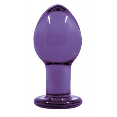 Фиолетовая стеклянная анальная пробка Crystal Medium - 7,6 см., фото