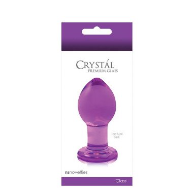 Фиолетовая стеклянная анальная пробка Crystal Medium - 7,6 см. фото 2